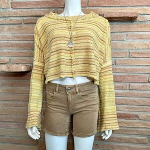 Free People Cropped Oversized Distressed Sweater